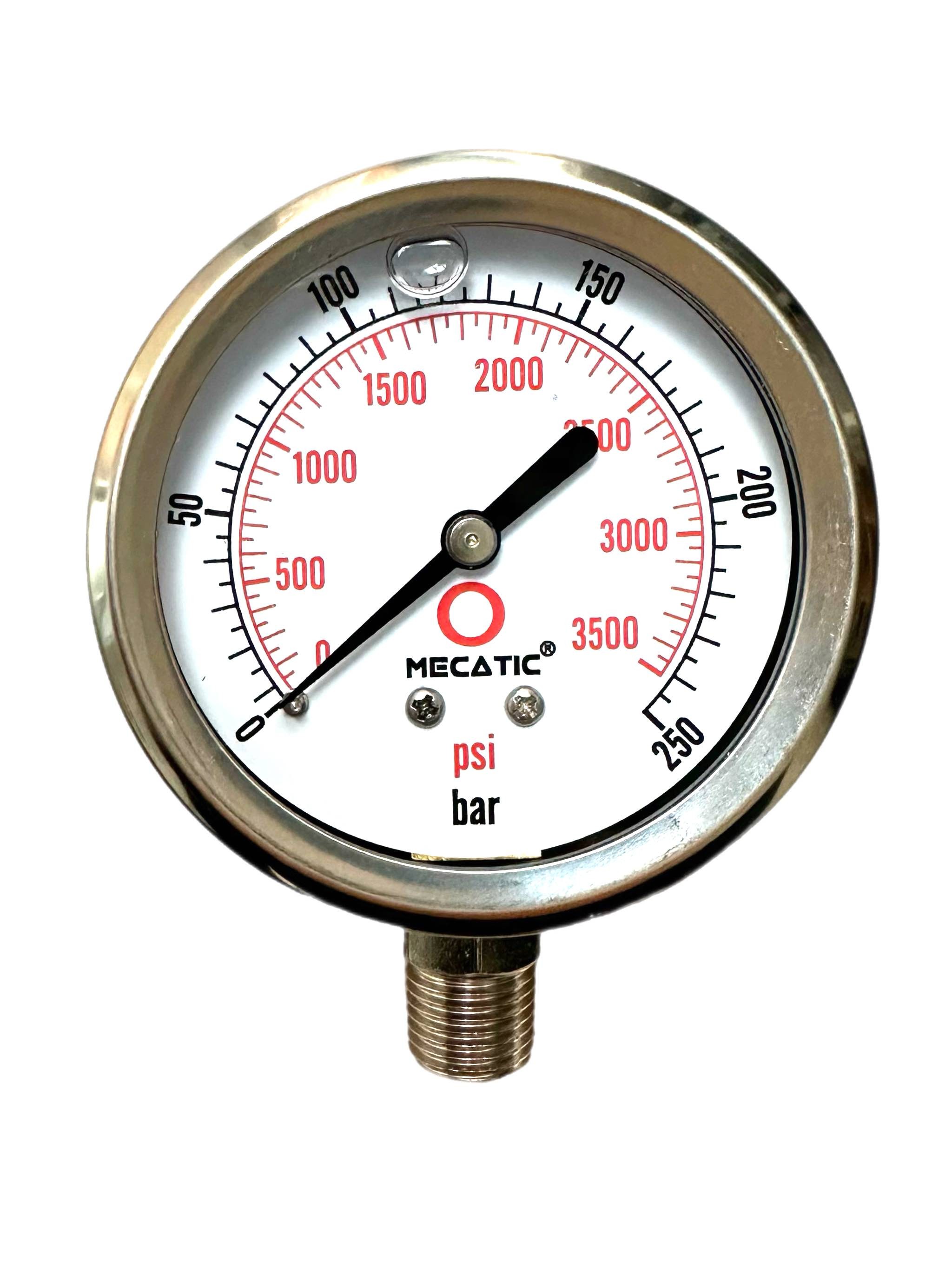 Pressure gauge 0-250 bar 1/4" radial