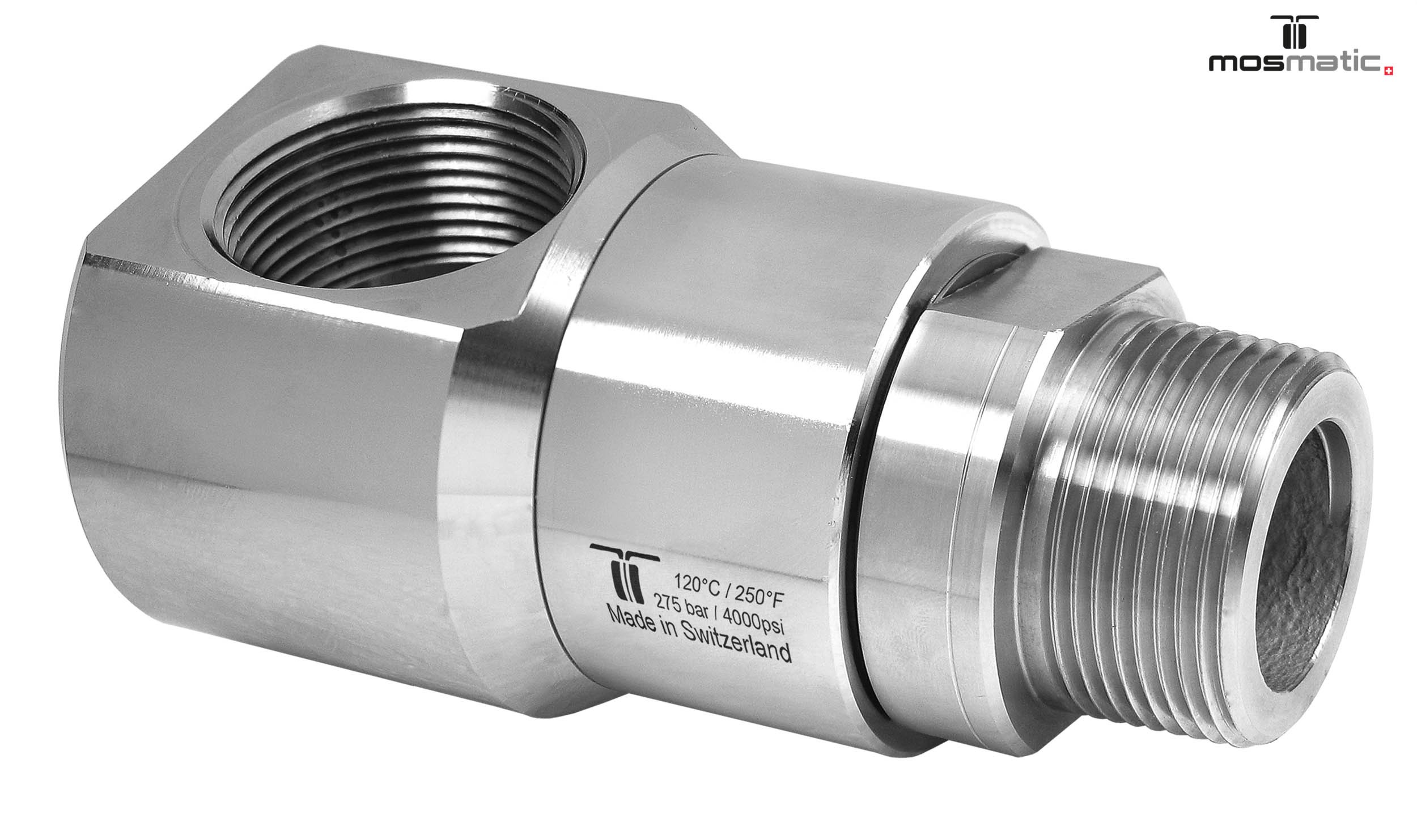 Racor 90º DGE de alto caudal G1 1/4"F-G1 1/4"M