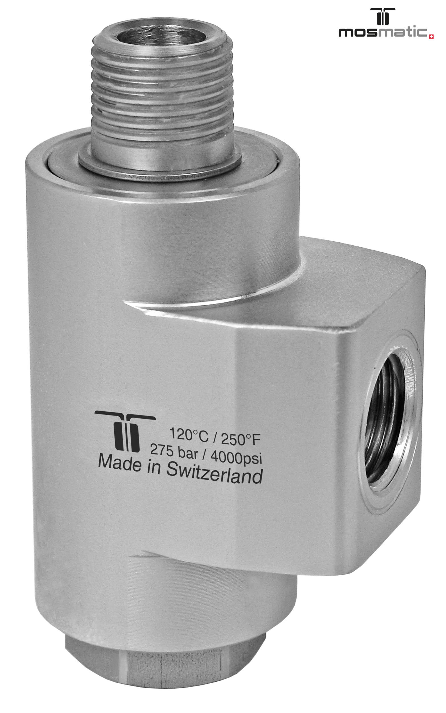 Racor 90º WDBS con Rod. de bolas y placa de protección G3/8"F-G3/8"M NW10