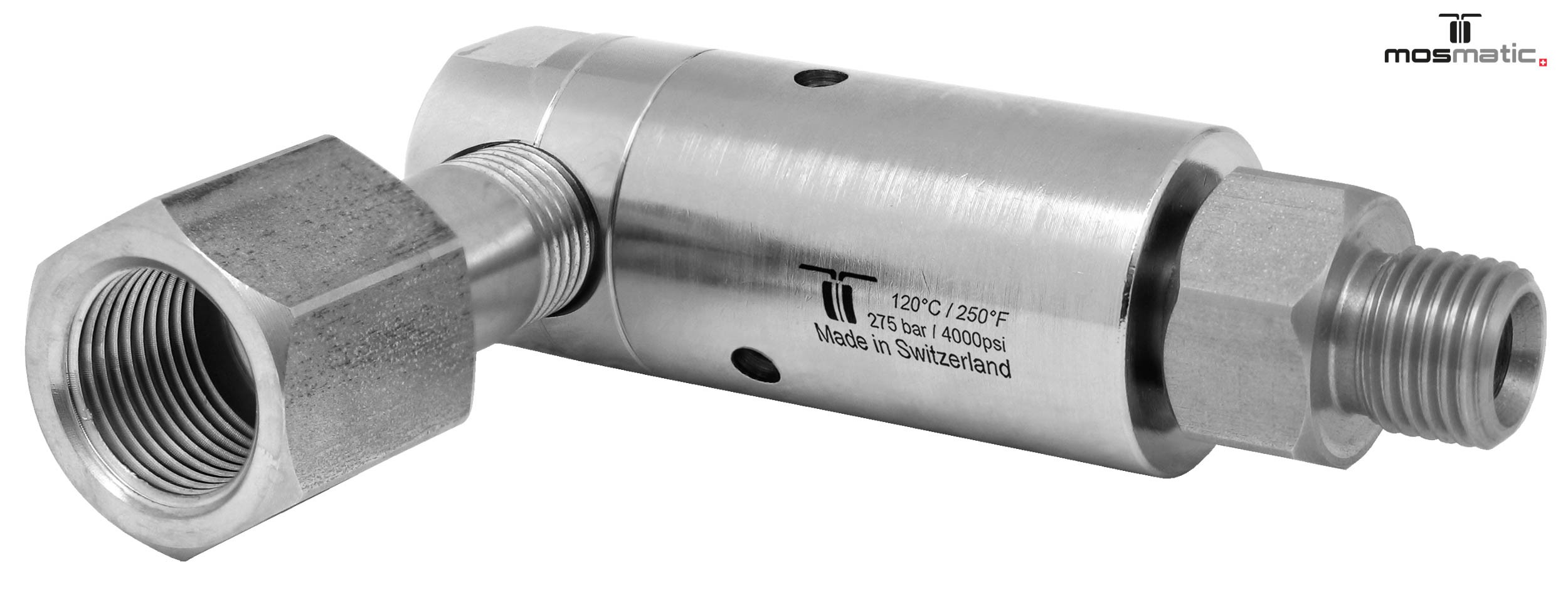 Racor giratorio 90º DYL prolongado 3 Rod. G3/8"F-G3/8"M