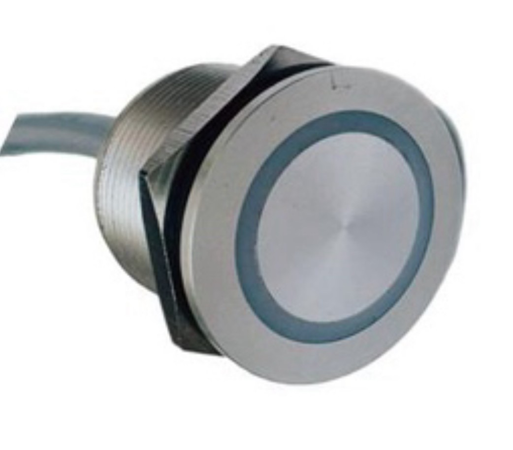Pulsador tactil aluminio RGB Ø25mm 24vdc